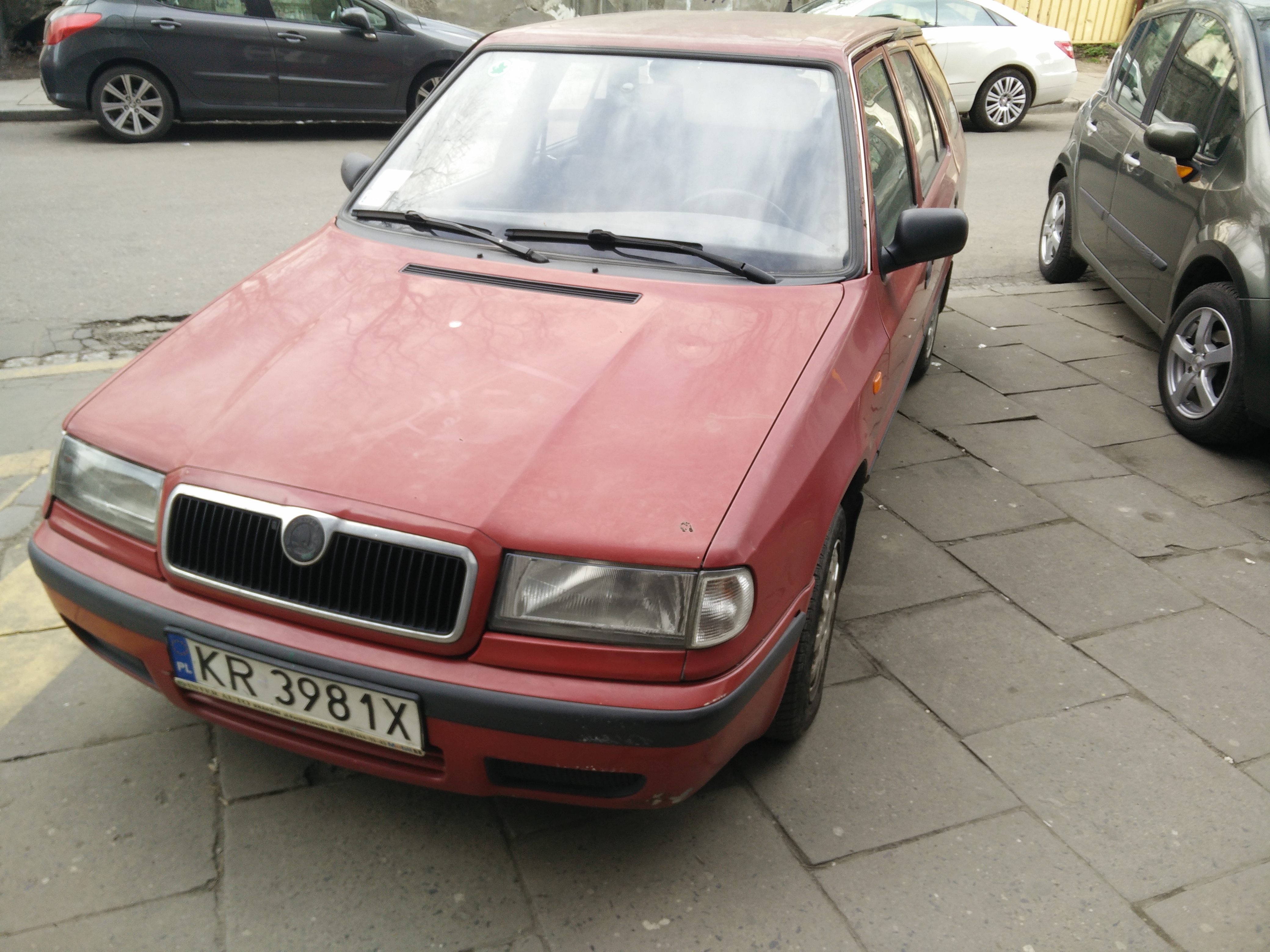 Front of a red car