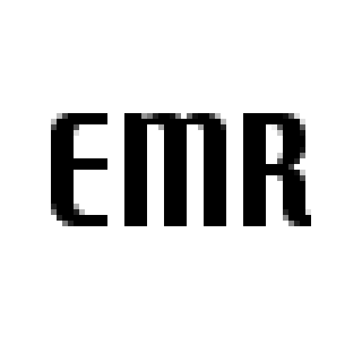 all caps E M R but in a new font