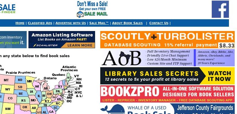 screenshot of https://www.booksalefinder.com/